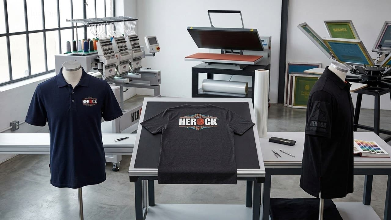 Trois techniques de personnalisation sur polo de travail : broderie, flocage et sérigraphie — marquage workwear
