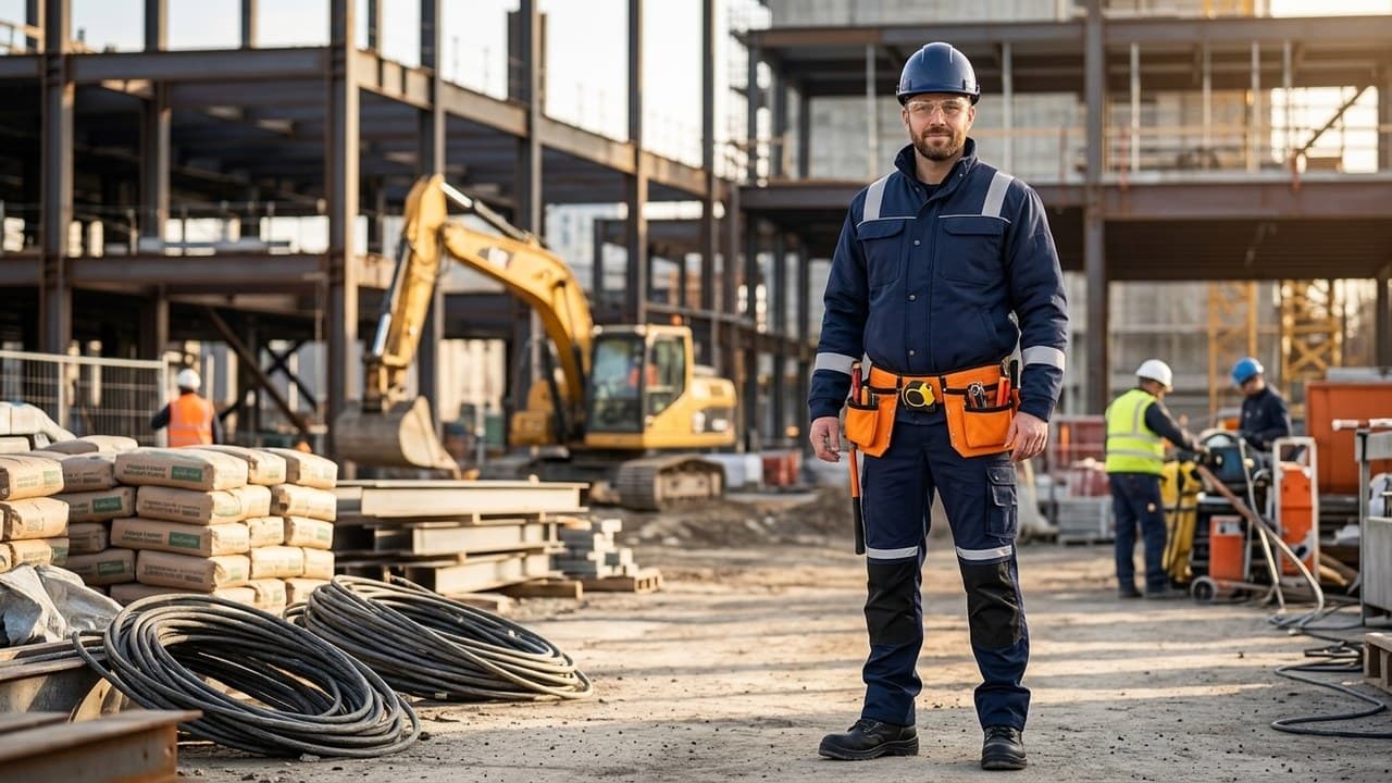 Travailleur en vêtements de travail mal ajustés sur chantier — erreurs fréquentes achat workwear