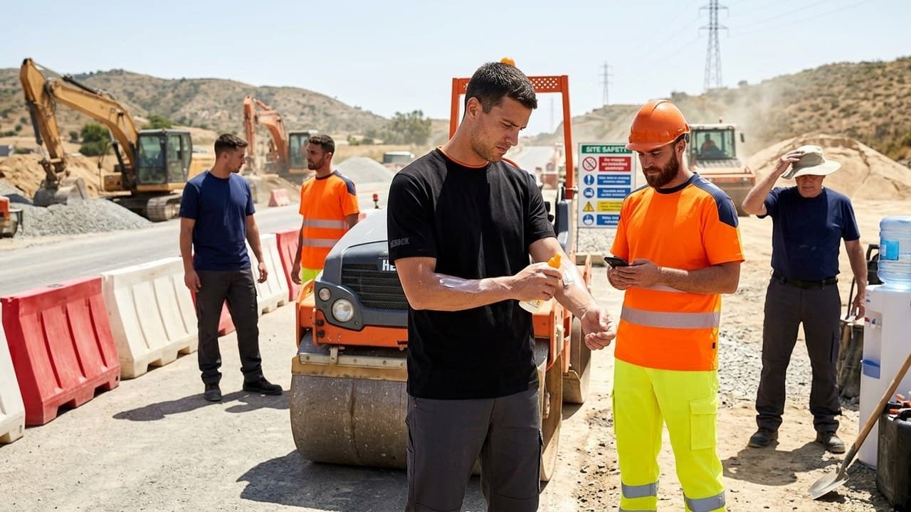 Protection UV pour travailleurs extérieurs : vêtements de travail anti-UV sur chantier ensoleillé